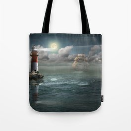 Lighthouse Under Back Light Tote Bag