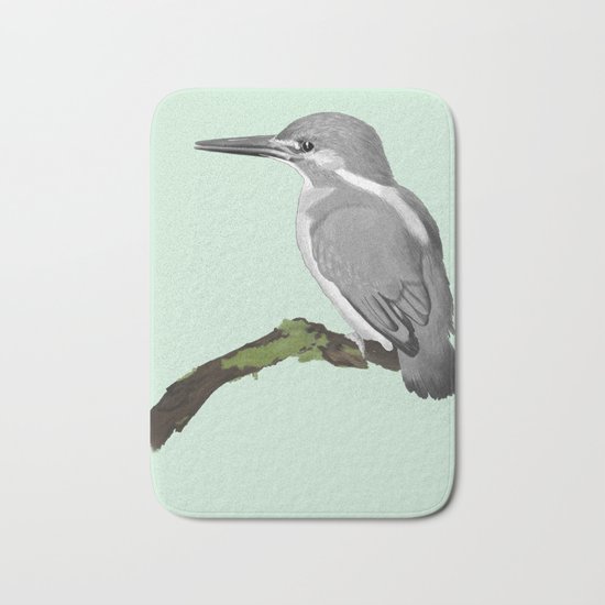 Kingfisher in gray Bath Mat
