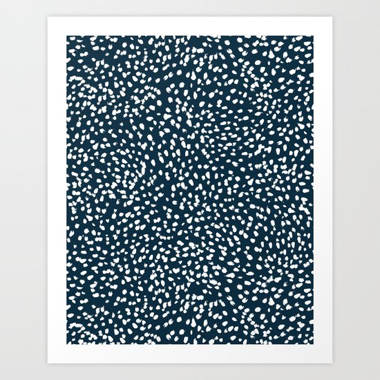 Navy Dots abstract minimal print design pattern brushstrokes painterly painting love boho urban chic Art Print