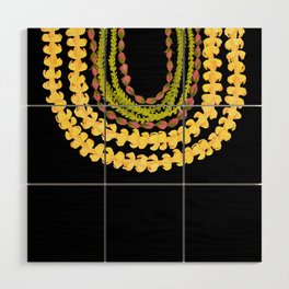 Lei Drape Puakenikeni Palaka Lokelani on black Wood Wall Art