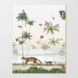 Tropical jungle palms and animals | Canvas Print