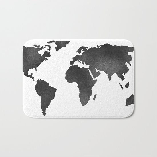 World Map in Textured Black Bath Mat
