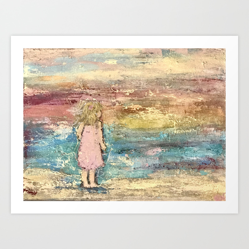 Beach Baby Girl Art Print By Shepaints Society6