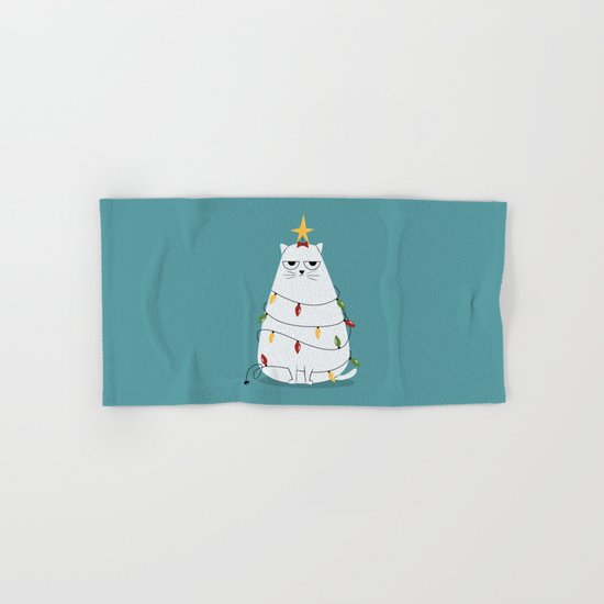 Grumpy Christmas Cat Hand & Bath Towel
