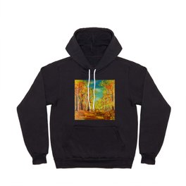 nature landscape teal blue sky yellow orange fall autumn sunny birch trees Hoody