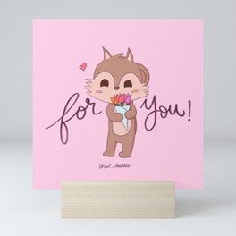 Get well soon | Flowers for you | Cute cartoon squirrel Mini Art Print