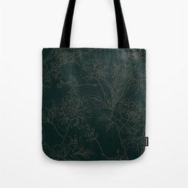 Emerald Vintage Chinoiserie Botanical Floral Toile Wallpaper Pattern Tote Bag