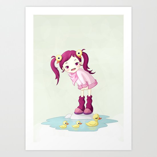 Puddle Ducks Art Print