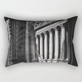 Wall Street, Stock Exchange, New York, New York black and white photograph Rectangular Pillow