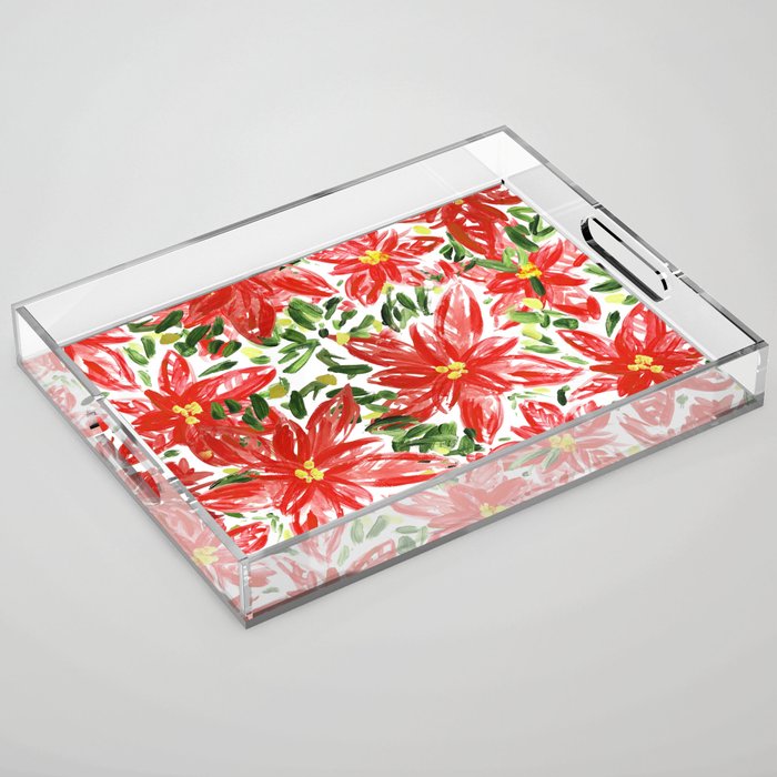 Pretty Poinsettias Acrylic Tray