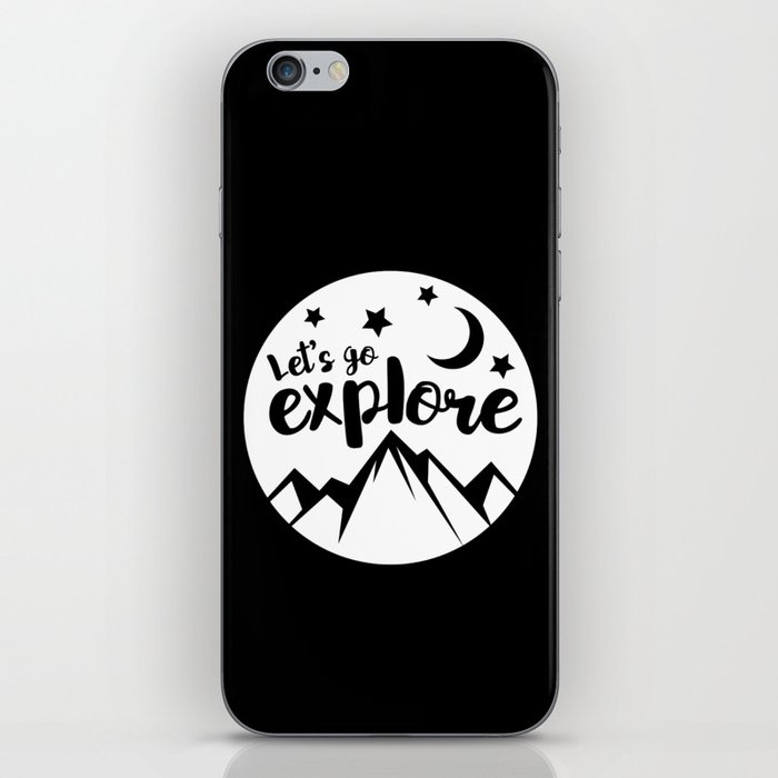 Let's Go Explore Mountains Cool Night Camping iPhone Skin
