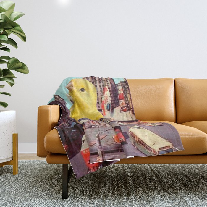 Canary in the City Throw Blanket