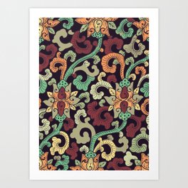 Boho colored floral pattern Art Print