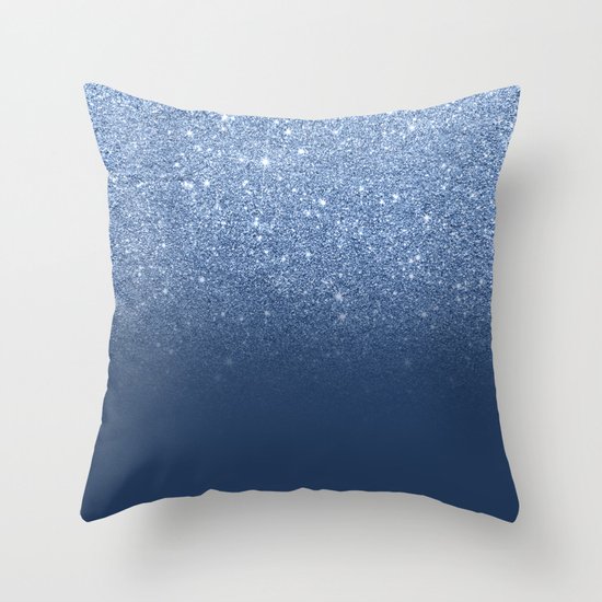 Modern trendy navy peony faux glitter ombre pattern Throw Pillow by Girly Trend Society6