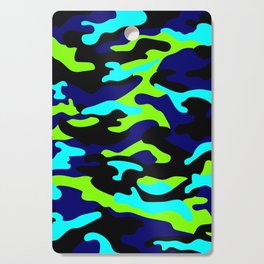 Camouflage Pattern Neon Green Black Blue Navy Cutting Board
