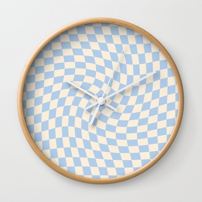 Check II - Baby Blue Twist — Checkerboard Print Wall Clock