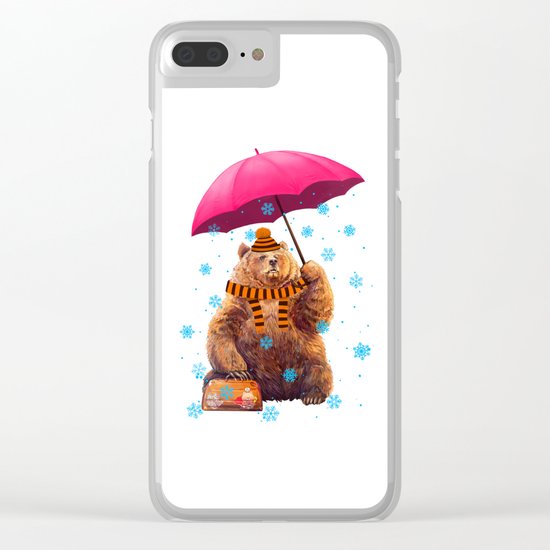 Winter bear Clear iPhone Case