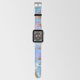 African Dye - Colorful Ink Paint Abstract Ethnic Tribal Organic Shape Art Mud Cloth Baby Blue Apple Watch Band