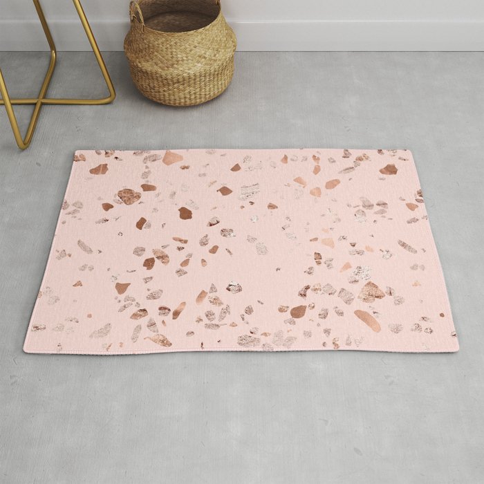 Rose Gold Pink Terrazzo Rug By Followmeinstead Society6