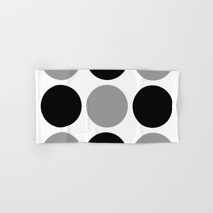 Mid Century Modern Polka Dot Pattern 9 Black and Gray Hand & Bath Towel