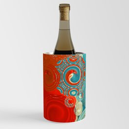 Red and Turquoise Swirls Wine Chiller