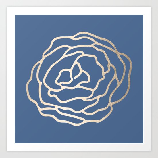 Flower in White Gold Sands on Aegean Blue Art Print