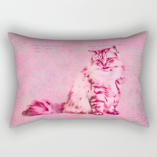 Cat content cute pet pink Rectangular Pillow