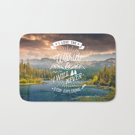 Inspirational Quote and Mountains III Bath Mat