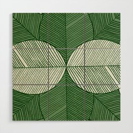 Minimal Tropical Leaves Green Wood Wall Art