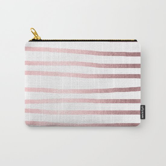Simply Drawn Stripes Rose Quartz Elegance Carry-All Pouch