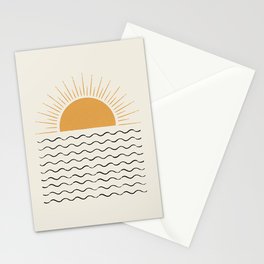 Sunrise Ocean -  Mid Century Modern Style Stationery Card