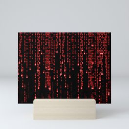Red matrix code - binary digital Mini Art Print