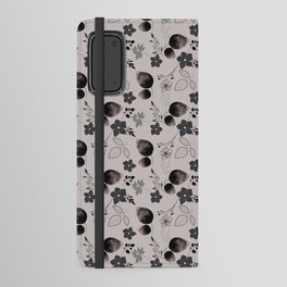 Whimsical Black Floral Pattern Android Wallet Case