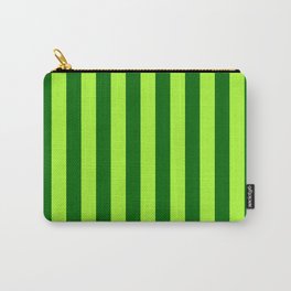 [ Thumbnail: Dark Green & Light Green Colored Stripes/Lines Pattern Carry-All Pouch ]