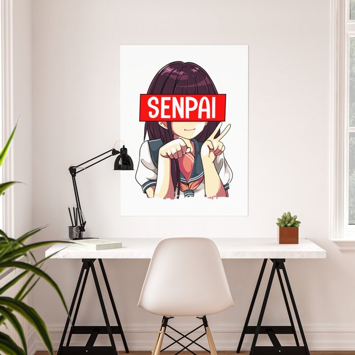 Senpai Anime Girl Japanese Cute Manga Kawaii Poster by The Perfect Presents