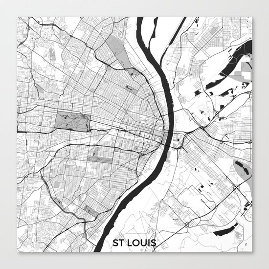 St. Louis Map Gray Canvas Print