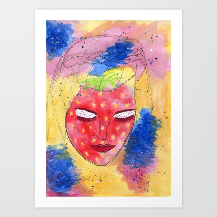 Crown braid, Strawberry girl Art Print