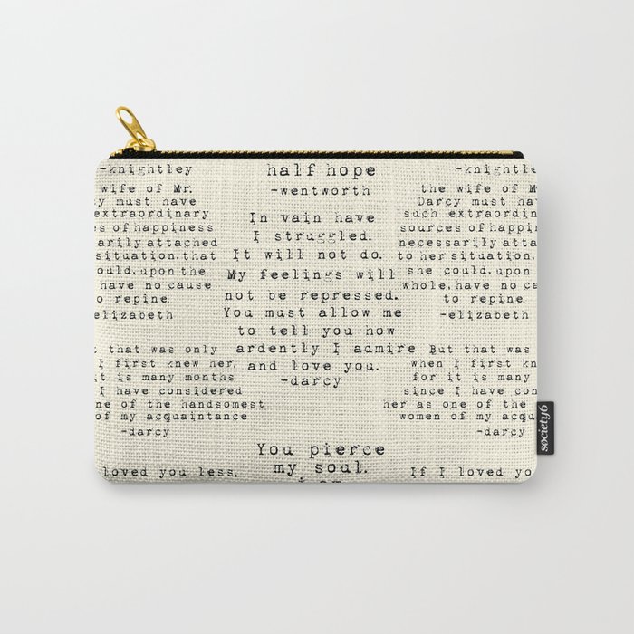 Passion of Jane Austen - Cream Carry-All Pouches