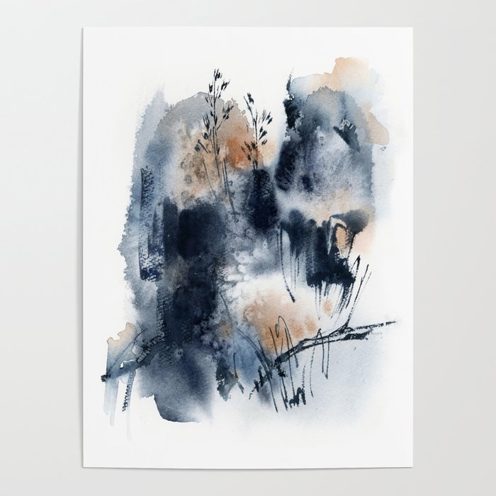 Abstract Blue Painting Poster