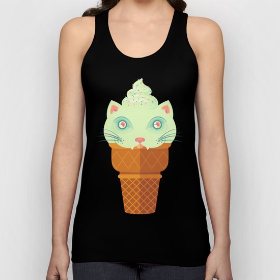 Strawberry-Mint Cat Unisex Tank Top