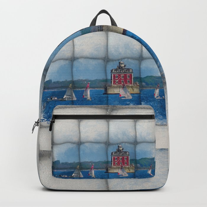 Lighthouse and Sail Nautical Art Print Backpack