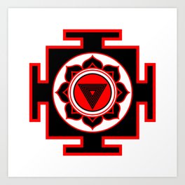 Black and Red Kali Yantra Art Print | Meditation, Destruction, Digital, Tantra, Geometric, Religious, Yogi, Awakening, Hinduart, Kaliyantra 
