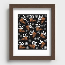 Cute Dancing Deers in Winter Snow Recessed Framed Print