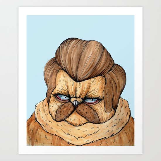Ron Swanson Cat Art Print