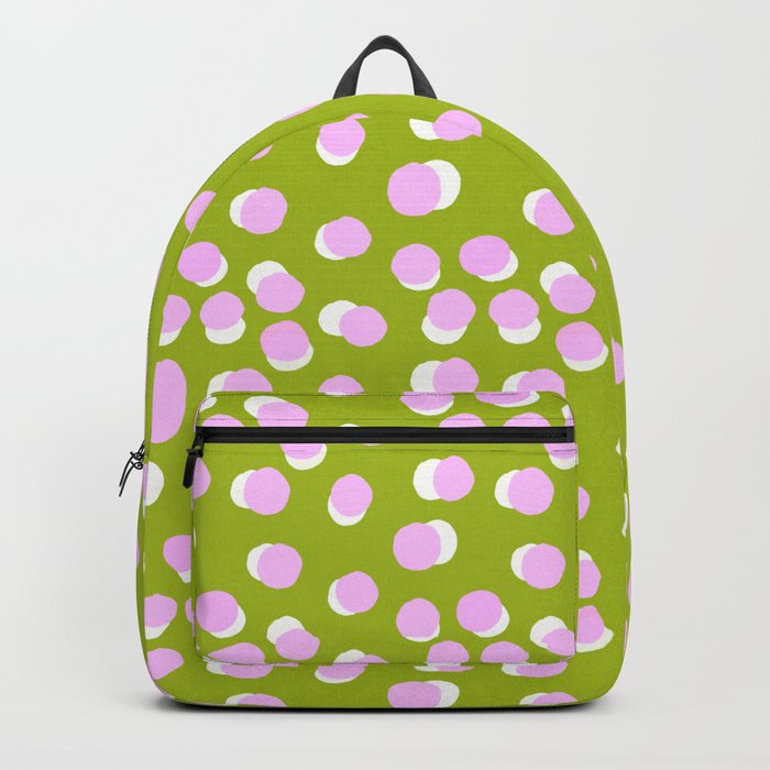 Pastel Pink On Green Modern Abstract Dots Backpack