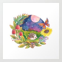 Hedgehog Moon Art Print