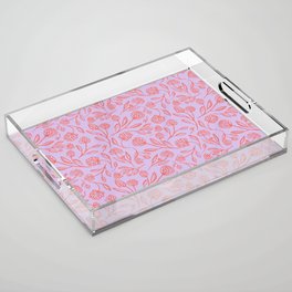 Floral Pattern - Lilac and Coral Acrylic Tray