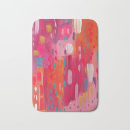 Pink and Orange Summer Abstract Art Bath Mat
