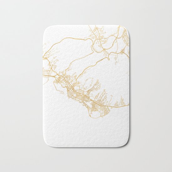 HONOLULU HAWAII CITY STREET MAP ART Bath Mat