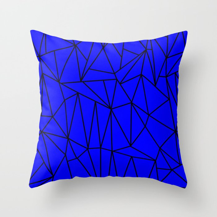 Geometric Cobweb (Black & Blue Pattern) Throw Pillow